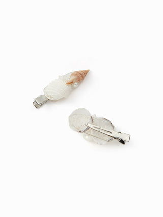 2PCS SHELL & FAUX PEARL HAIR CLIP SET