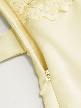 Square Neck Lace Panel Slip Knotted Mini Dress