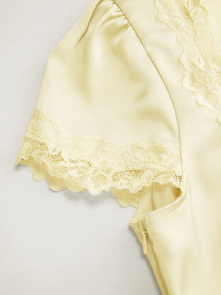 Square Neck Lace Panel Slip Knotted Mini Dress