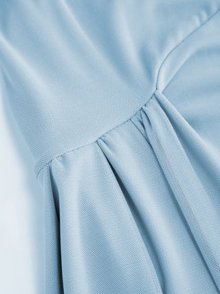 Mesh High Neckline Asymmetrical Ruched Cloak Sleeve Mermaid Maxi Dress