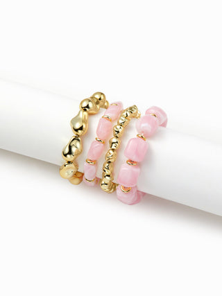 4PCS RESIN BEADED BRACELET SET