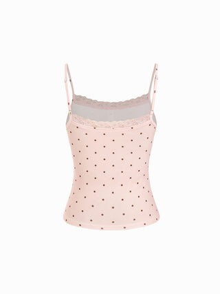 Lace Panel Ruched Henley Cami Top
