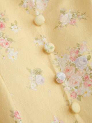 Cotton-blend Floral Sweetheart Neck Ruched Flared Midi Dress