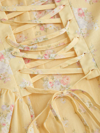 Cotton-blend Floral Sweetheart Neck Ruched Flared Midi Dress
