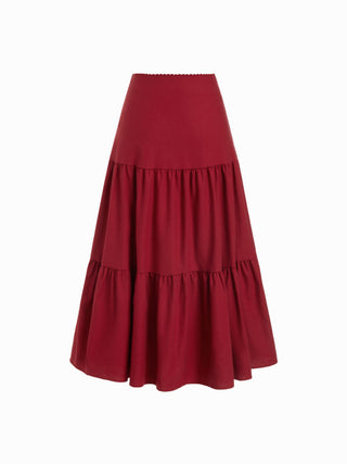 Linen-blend Sweetheart Corset Lace up Cami Top & High Rise Tiered Maxi Skirt Set