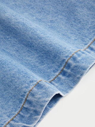 Denim Mid Rise Flared Tapered Back Metal Detail Trousers
