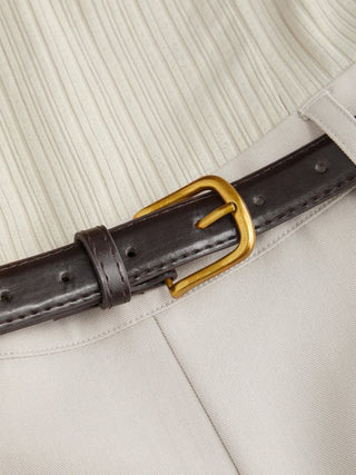Textured Boat Neck Mid Rise Straight Leg Jumpsuit With Belt