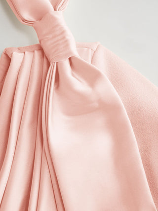 Boat Neck Bell Sleeve Draped Knotted Flared Maxi Dress