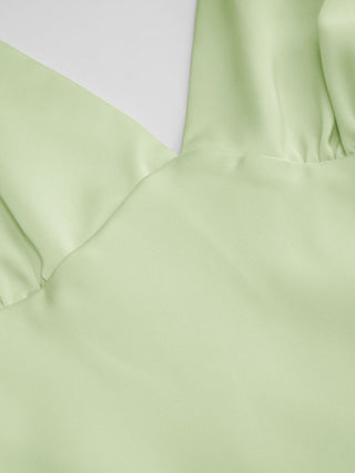 Satin V-neck Twist Knotted Flared Maxi Dress
