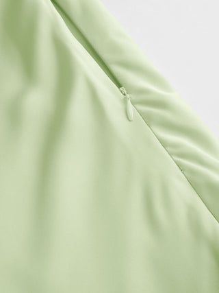 Satin V-neck Twist Knotted Flared Maxi Dress