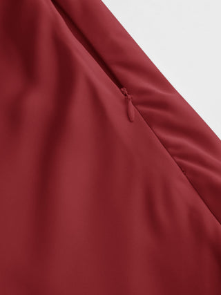 Satin V-neck Twist Knotted Flared Maxi Dress