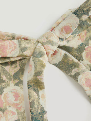 Jacquard Floral Sweetheart Neck Bowknot Corset Tank Blouse
