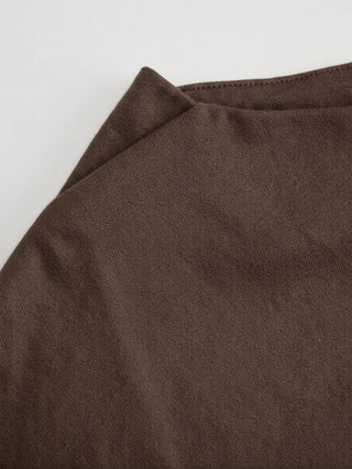 Cotton-blend Boat Neck Batwing Sleeve Drawstring Tee