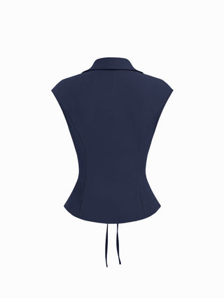 V-Neck Ruched Ruffled Tie Front Blouse