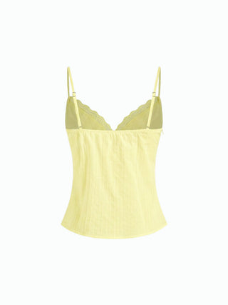 Cotton V-neck Lace Trim Cami Top