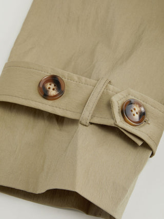 Cotton-blend Collar Long Sleeve Belted Crop Windbreaker