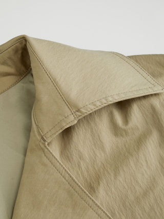 Cotton-blend Collar Long Sleeve Belted Crop Windbreaker