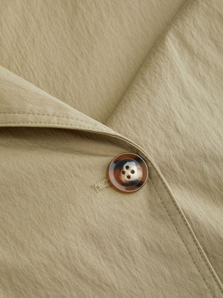 Cotton-blend Collar Long Sleeve Belted Crop Windbreaker