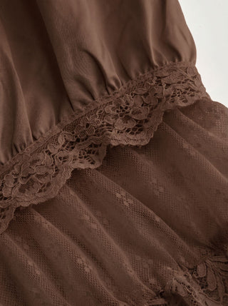 Lace Panel Mid Rise Bloomer Jumpsuit