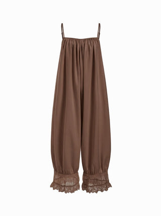 Lace Panel Mid Rise Bloomer Jumpsuit