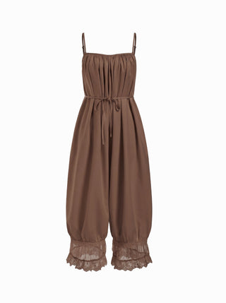 Lace Panel Mid Rise Bloomer Jumpsuit