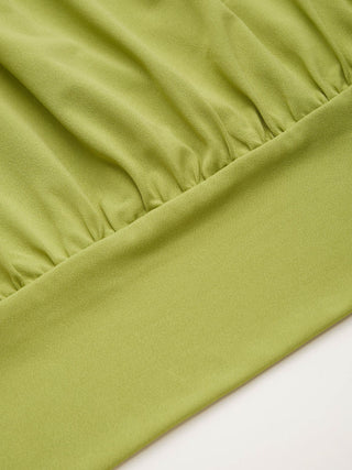 High Stretch Halter Neckline Draped Ruched Longline Top