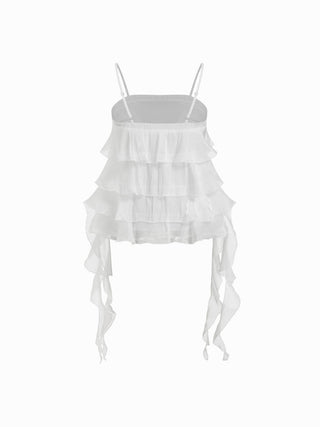 Seashell Detail Tiered Ruffled Cami Blouse