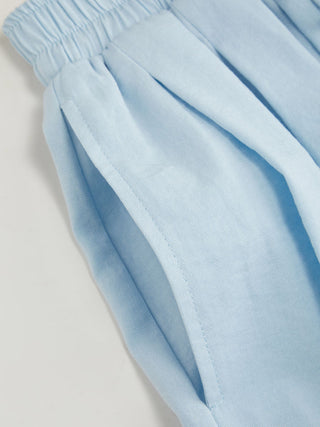 Cotton-blend Mid Rise Drawstring Ruched Wide Leg Trousers
