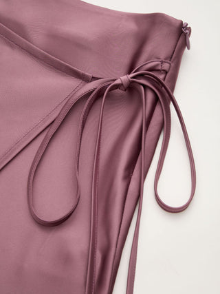 Satin Halter Top and Wrap Mermaid Maxi Skirt Set