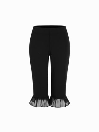 Low Rise Ruffle Hem Capri Pants