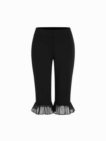 Low Rise Ruffle Hem Capri Pants
