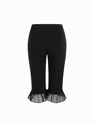 Low Rise Ruffle Hem Capri Pants