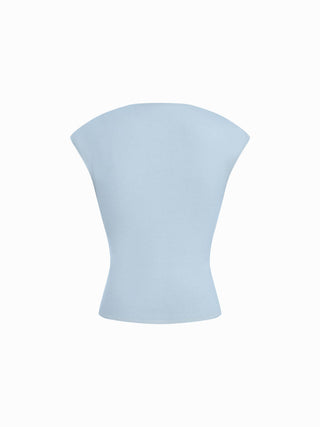 Knit Round Neck Button Front Top