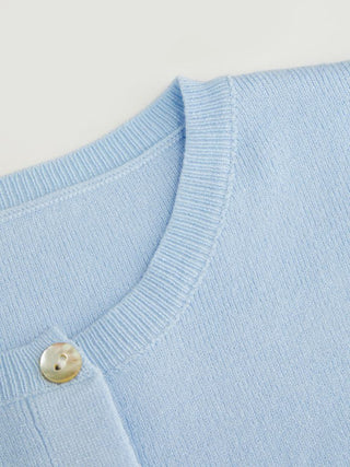 Knit Round Neck Button Front Top