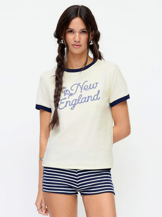 Cotton-blend New England Graphic Contrasting Binding Tee