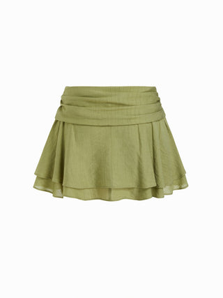 Low-Rise Ruched Skirt with Shell Detail