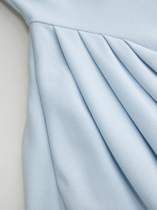 Boat Neck Pleated A-line Mini Dress