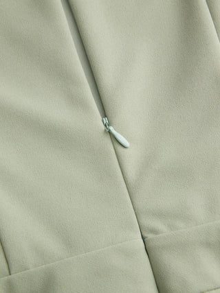 Boat Neck Pleated Metal Detail Mid Rise Romper With Belt