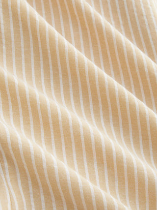 Cotton-blend Striped Puff Sleeve Tie-back Blouse