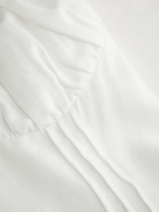 Linen-blend Halter Neckline Bowknot Contrast Binding Draped Flared Maxi Dress