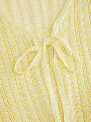 Knit Textured V-neck Bell Sleeve Cardigan