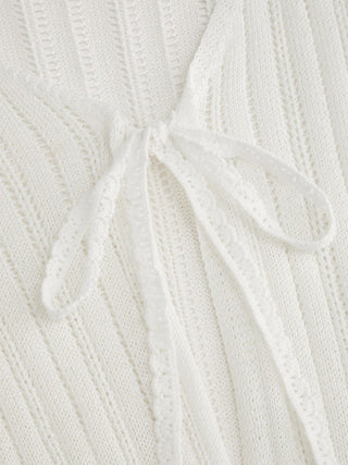 Knit Textured V-neck Bell Sleeve Cardigan