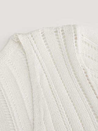 Knit Textured V-neck Bell Sleeve Cardigan