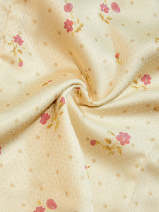 Satin Floral V-neck Ruffle Sleeve Lace Trim Blouse