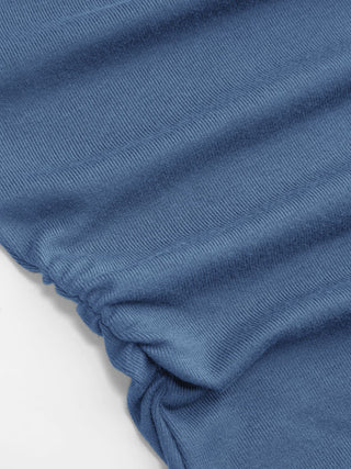 Boat Neck Mid-length Bell Sleeve Ruched Tee