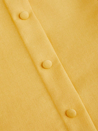 Linen-blend Square Neck Lace Trim Button Through A-line Mini Dress