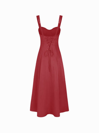 Satin Sculptural Sweetheart Neck High Rise Lace-up Mermaid Maxi Dress