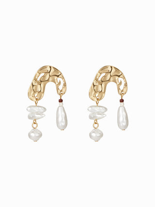 FAUX PEARL & TEXTURED DROP EARRINGS