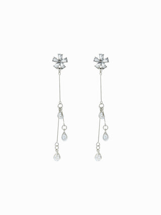 FLOWER & RHINESTONE DROP EARRINGS