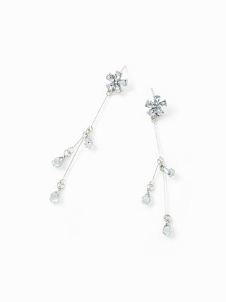 FLOWER & RHINESTONE DROP EARRINGS